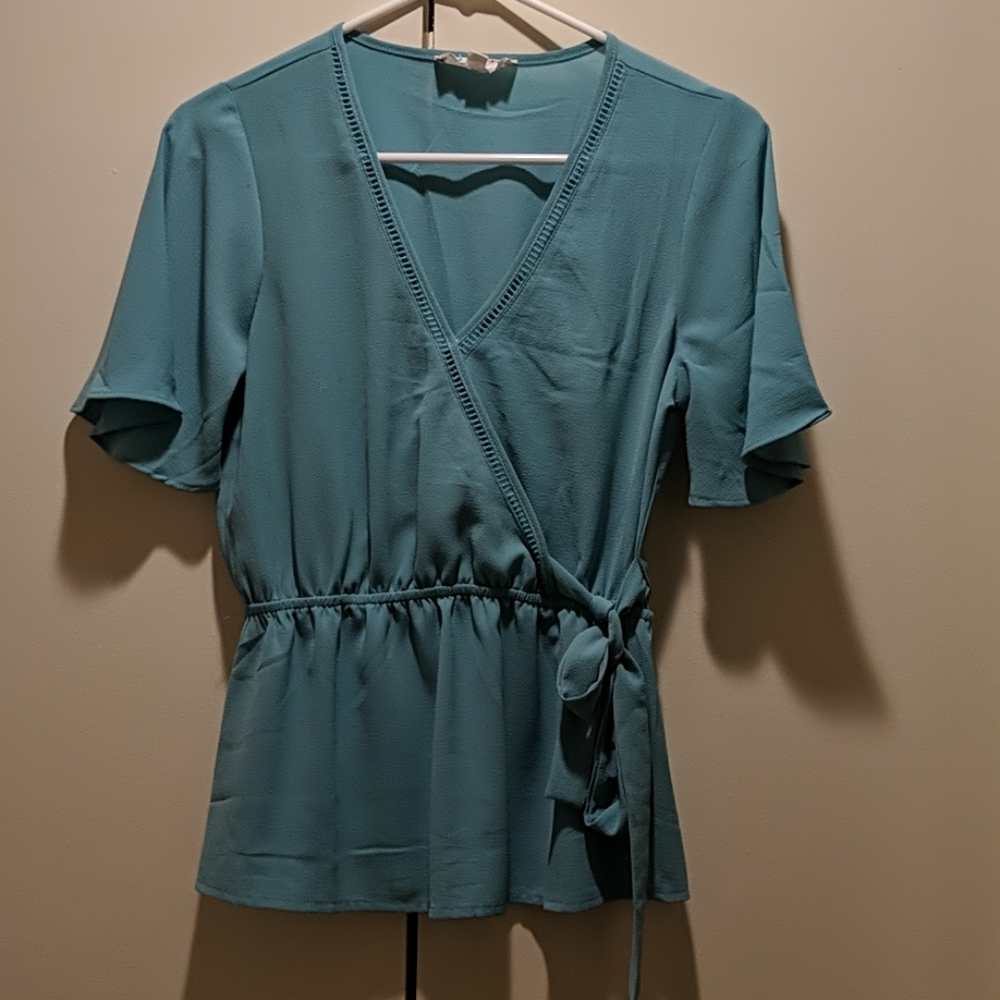 Green blue blouse